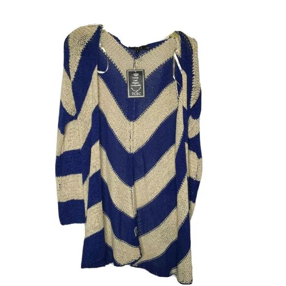 TCEC Crochet Stitch Fix Open Front Cardigan Roxanna NEW Size Small blue cream - Picture 2 of 5